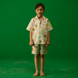 Doughnut Aqua Pima Shorts Set For Kids