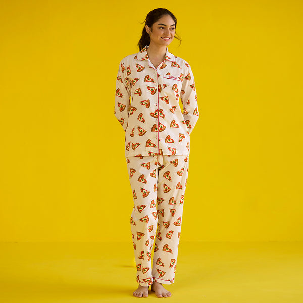 Women Pizza Party Pima Pajama Set