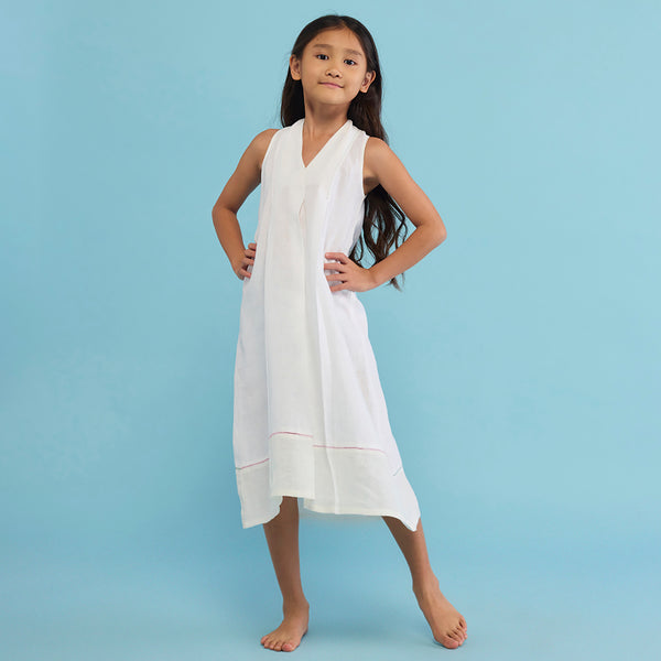 Ita Pleated Linen Dress - White