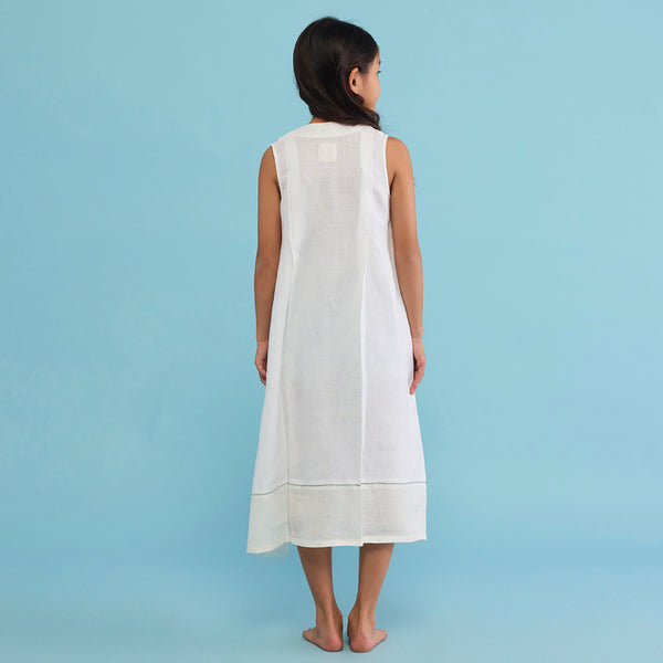Ita Pleated Linen Dress - White