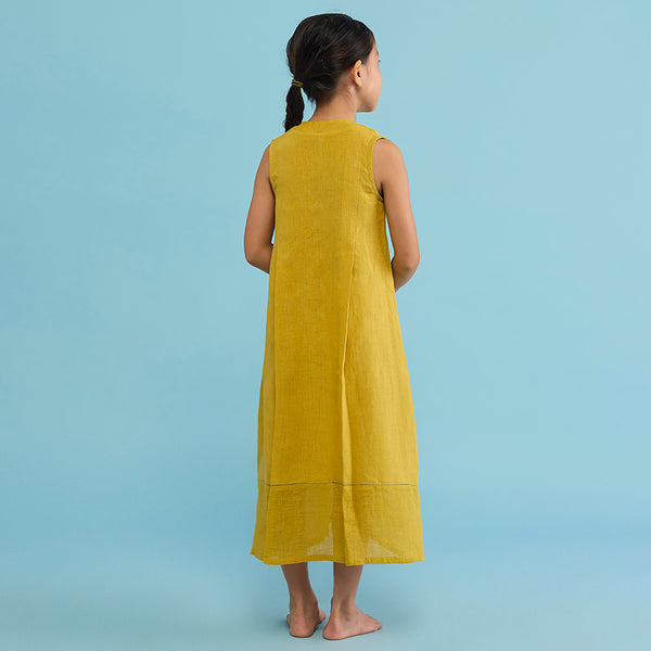 Ita Pleated Linen Dress - Ochre