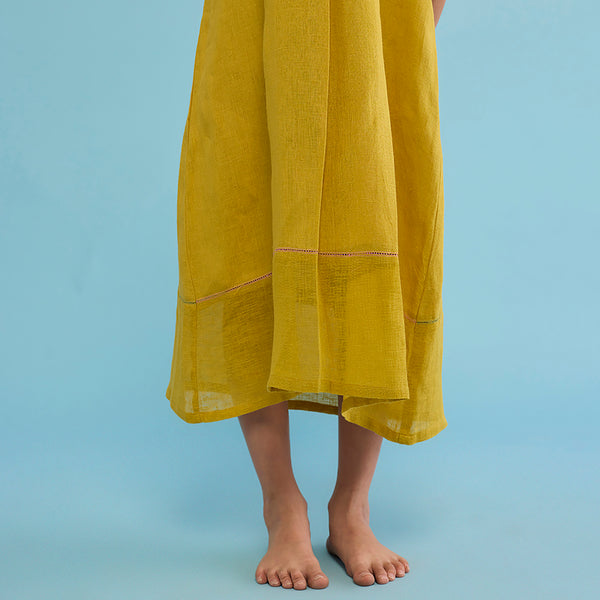 Ita Pleated Linen Dress - Ochre