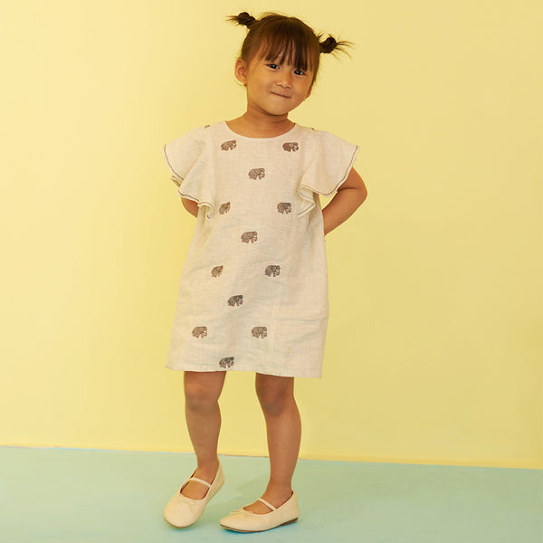 Chloe Embroidered Linen Dress - Natural