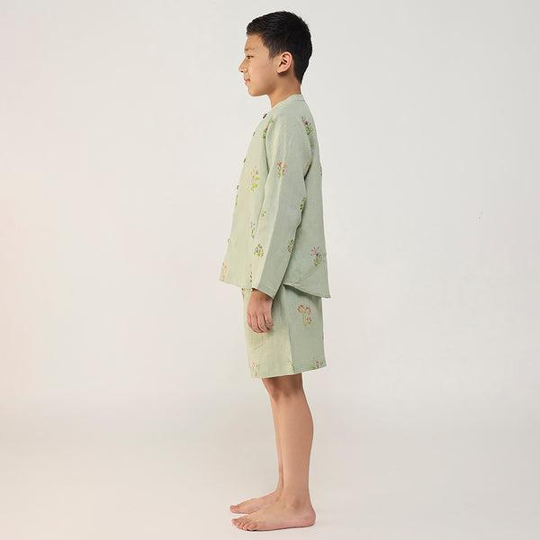 Akio Floral Linen Shirt - Mint