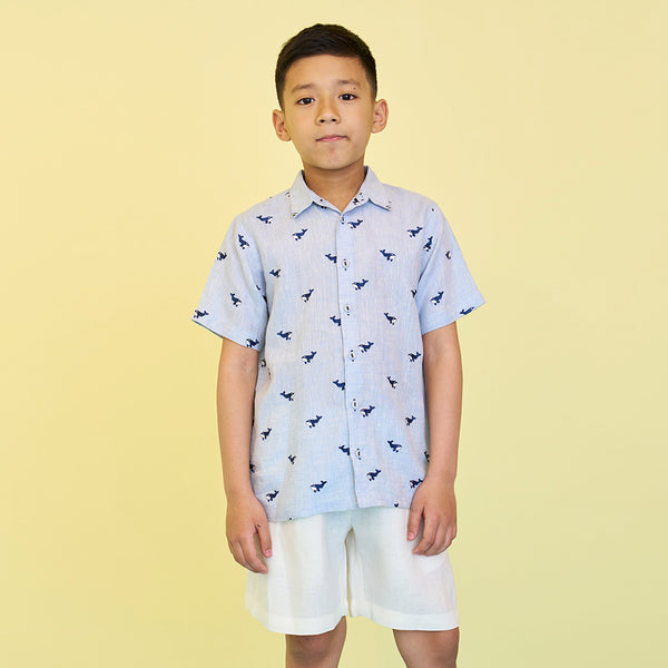 Miki Embroidered Shirt - Sky