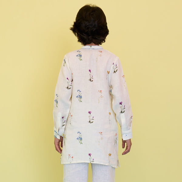 Ren Botanical Linen Kurta - Ivory