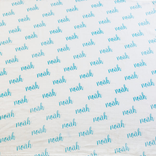 Personalized Organic Name Swaddle (Powder Blue)