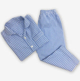 Classic Blue Gingham Pajama Set For Kids