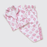 Madison Blockprint Pajama Set For Kids (Pink)