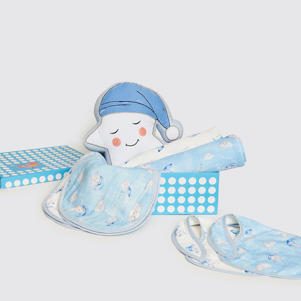 New Beginnings Organic Muslin Gift Box (Celestial-Blue)
