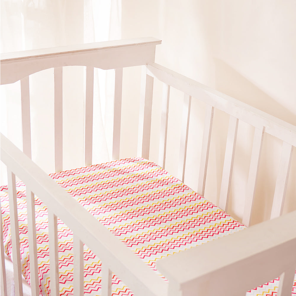 Organic Chevrons Pink Crib Sheet Little West Street