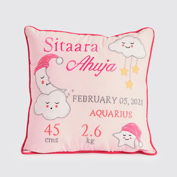 Celestial Pink Birth Stat Pillow