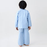 Classic Blue Gingham Pajama Set For Kids