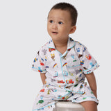 Alphabets Blue Organic Shorts Set For Kids