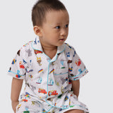 Alphabets Blue Organic Shorts Set For Kids