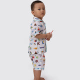 Alphabets Blue Organic Shorts Set For Kids