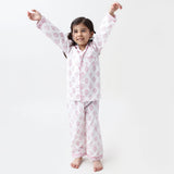 Madison Blockprint Pajama Set For Kids (Pink)