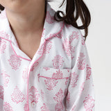 Madison Blockprint Pajama Set For Kids (Pink)
