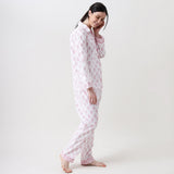 Women Madison Blockprint Pajama Set (Pink)