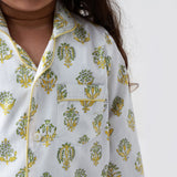 Madison Blockprint Pajama Set For Kids (Yellow)