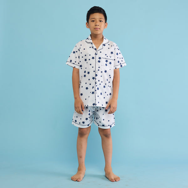 Navy Stars Shorts Set For Kids