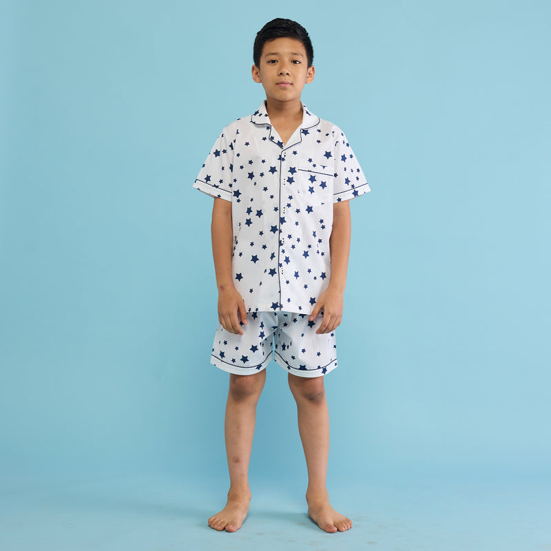Navy Stars Shorts Set For Kids