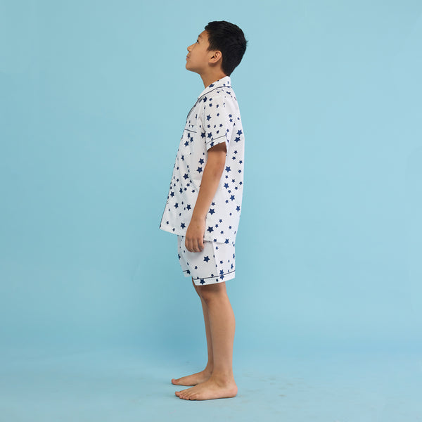 Navy Stars Shorts Set For Kids