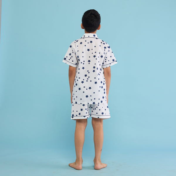 Navy Stars Shorts Set For Kids