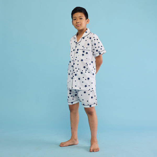 Navy Stars Shorts Set For Kids