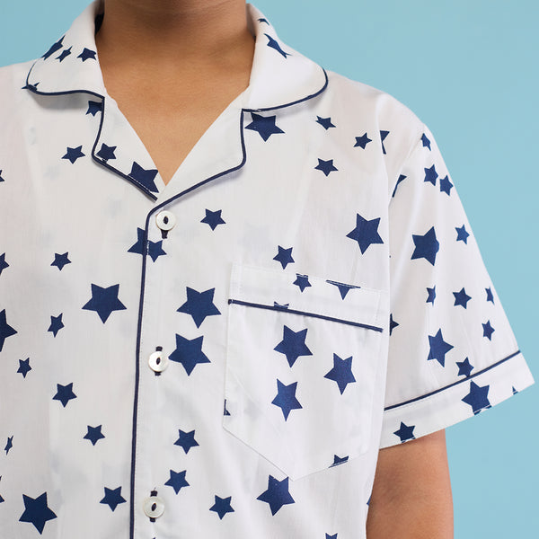 Navy Stars Shorts Set For Kids