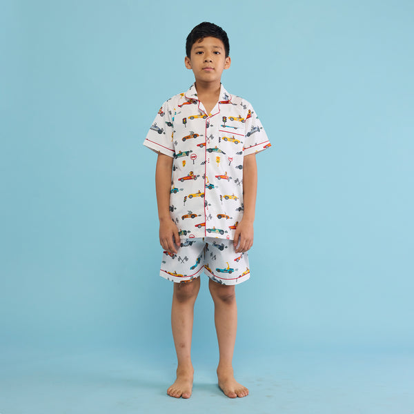 Racing Cars Organic Shorts Set For Kids