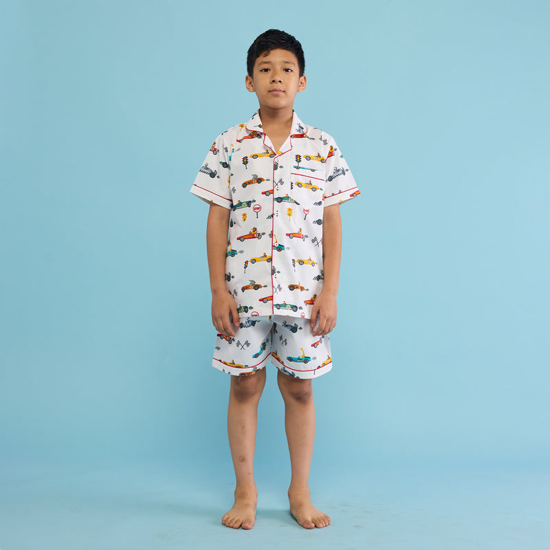 Racing Cars Organic Shorts Set For Kids