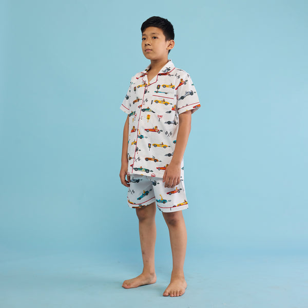 Racing Cars Organic Shorts Set For Kids