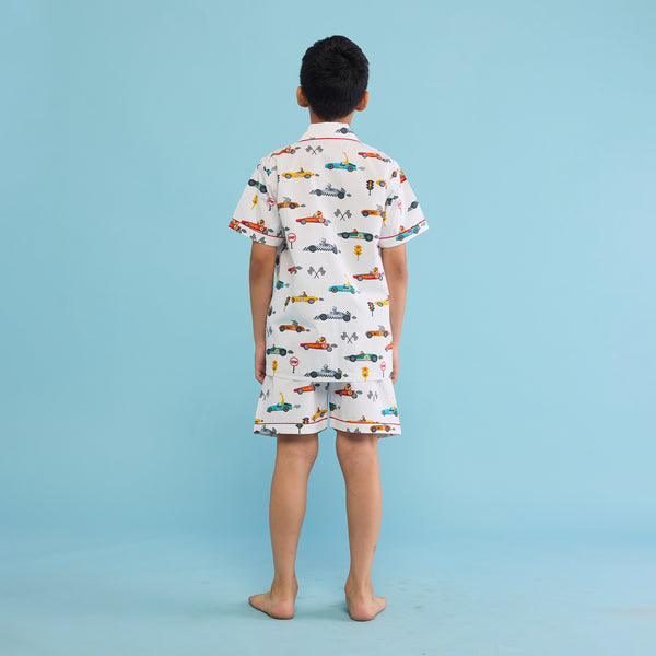 Racing Cars Organic Shorts Set For Kids