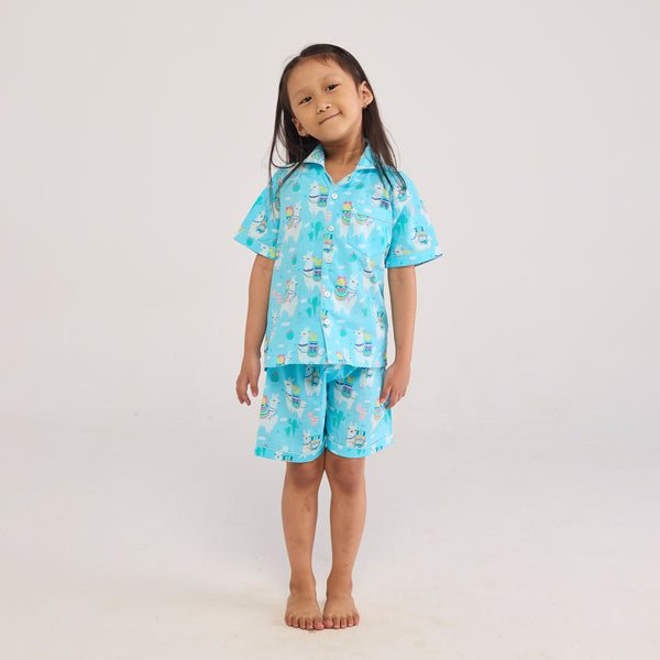 Organic Llama Love Shorts Set For Kids
