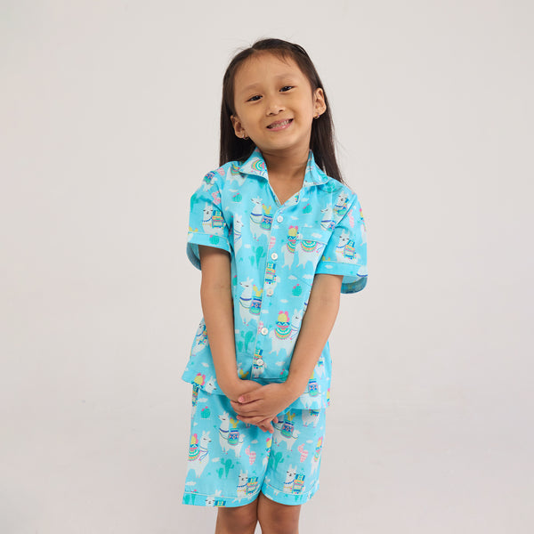 Organic Llama Love Shorts Set For Kids