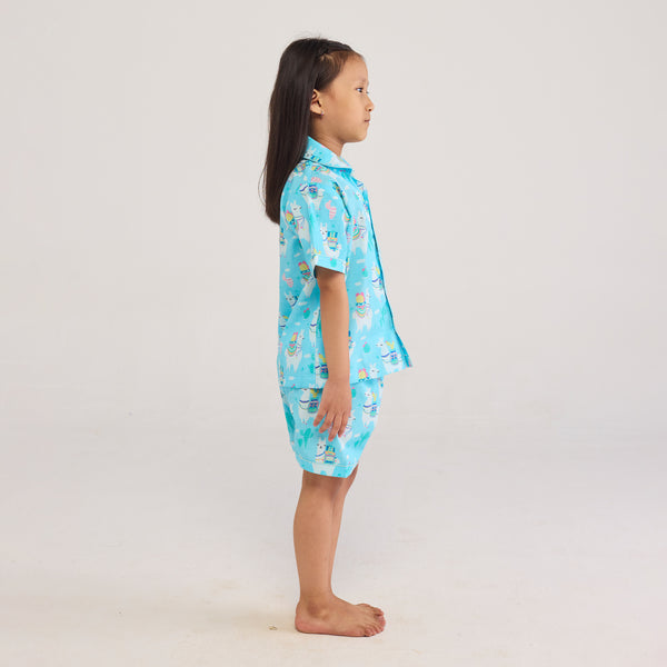 Organic Llama Love Shorts Set For Kids