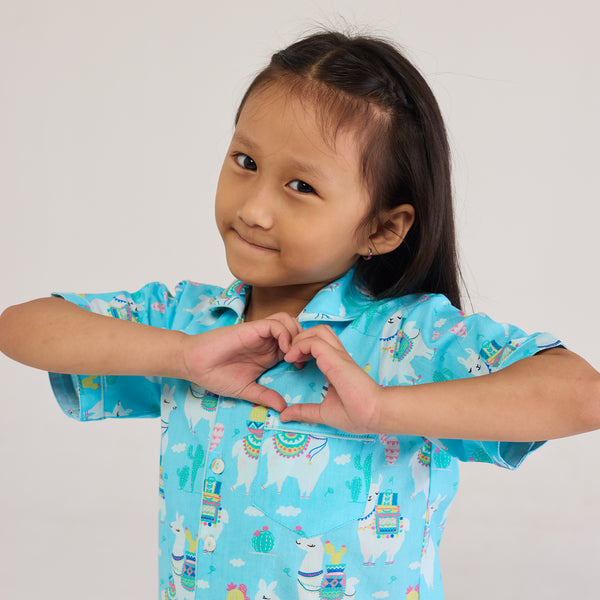Organic Llama Love Shorts Set For Kids