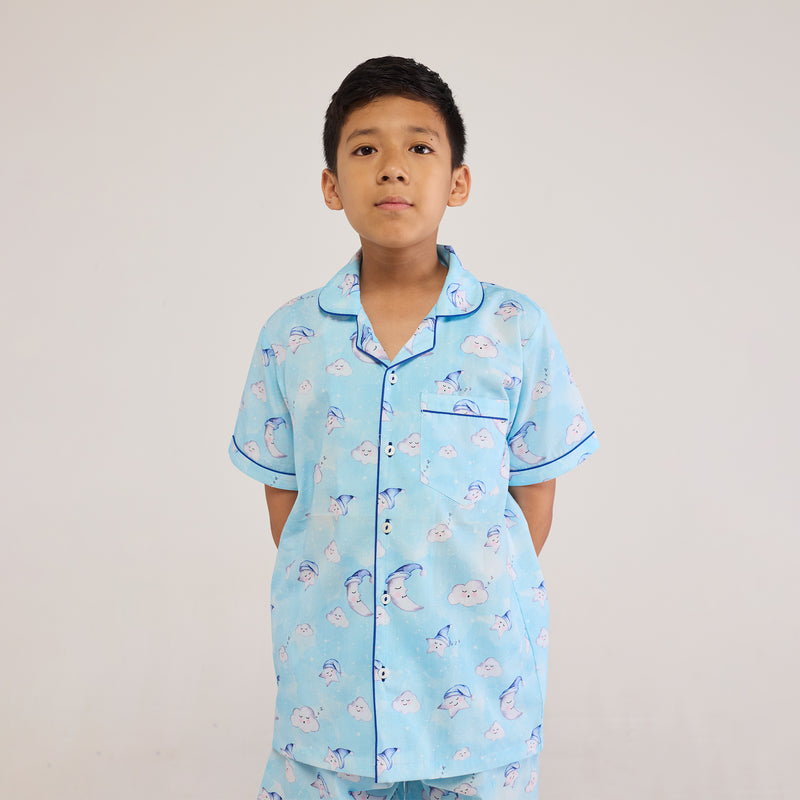 Celestial Blue Organic Shorts Set For Kids