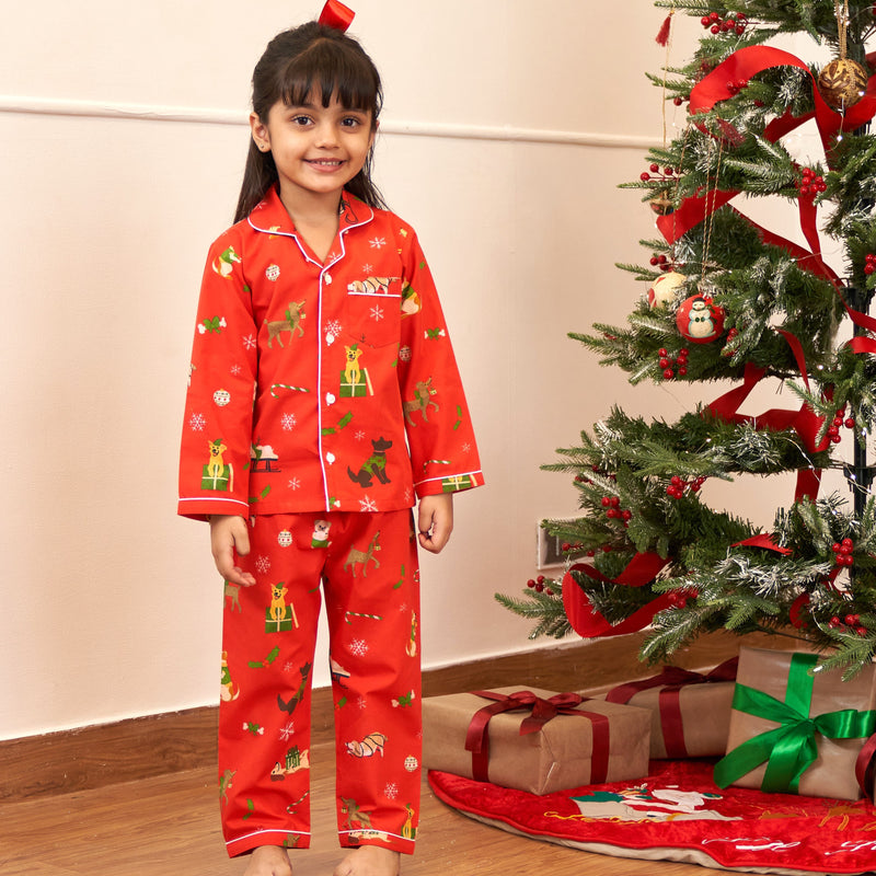 Holiday Puppies Pajama Set For Kids