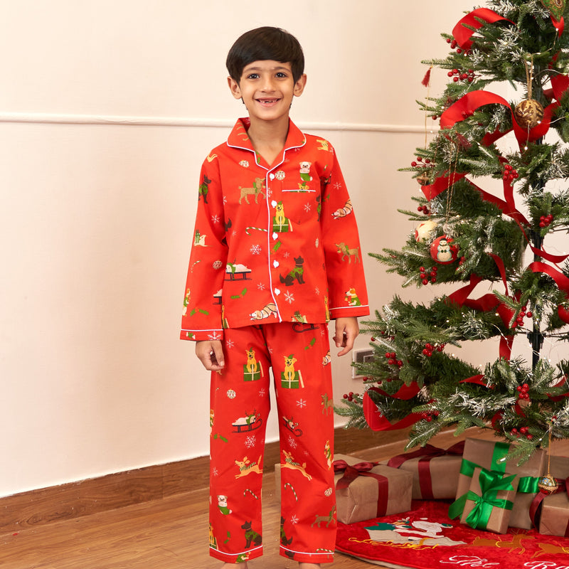 Holiday Puppies Pajama Set For Kids