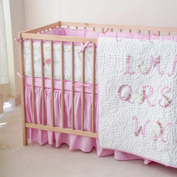 Floral Alphabet Complete Crib Bedding Set