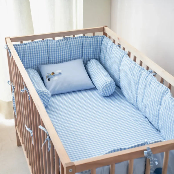 Blue Gingham Crib Sheet