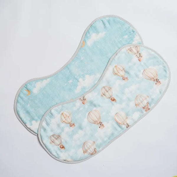 Vintage Balloons Organic Burp Cloth/Bib Set