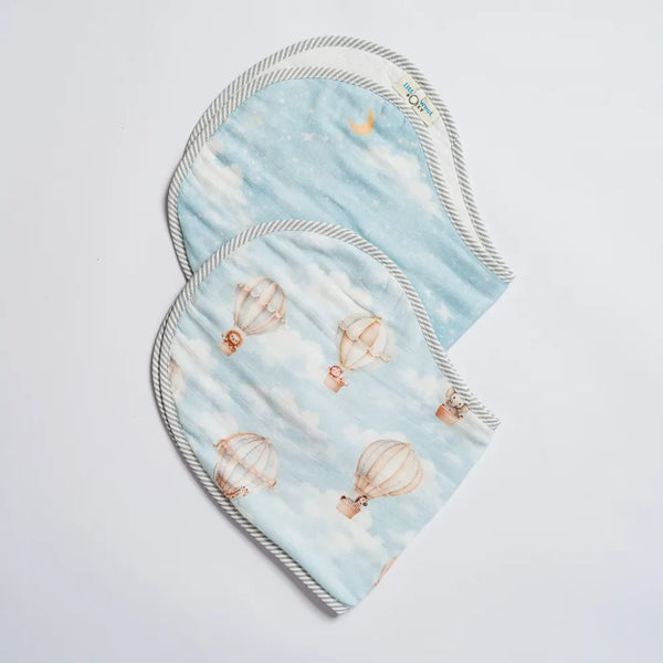 Vintage Balloons Organic Burp Cloth/Bib Set