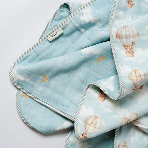 Vintage Balloons Organic Reversible Blanket