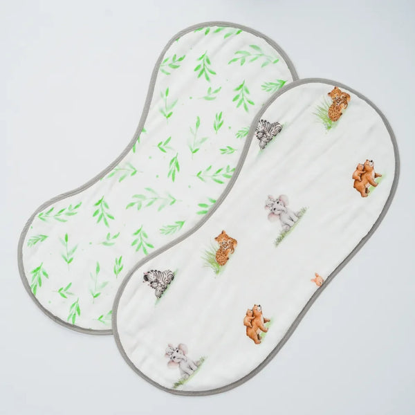 Snuggle Safari Organic Burp Cloth/Bib Set