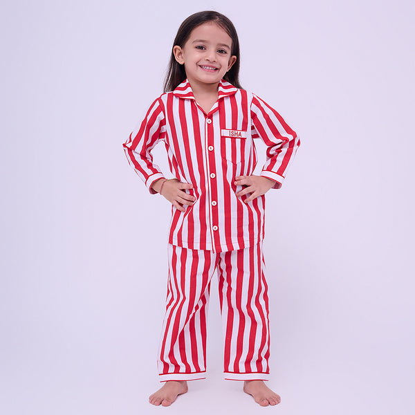 Holiday Stripes Pajama Set For Kids