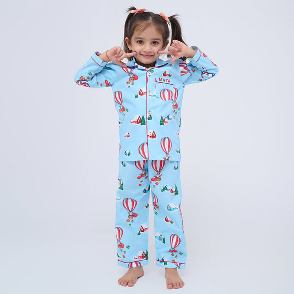Santa’s Balloon Ride Pajama Set For Kids