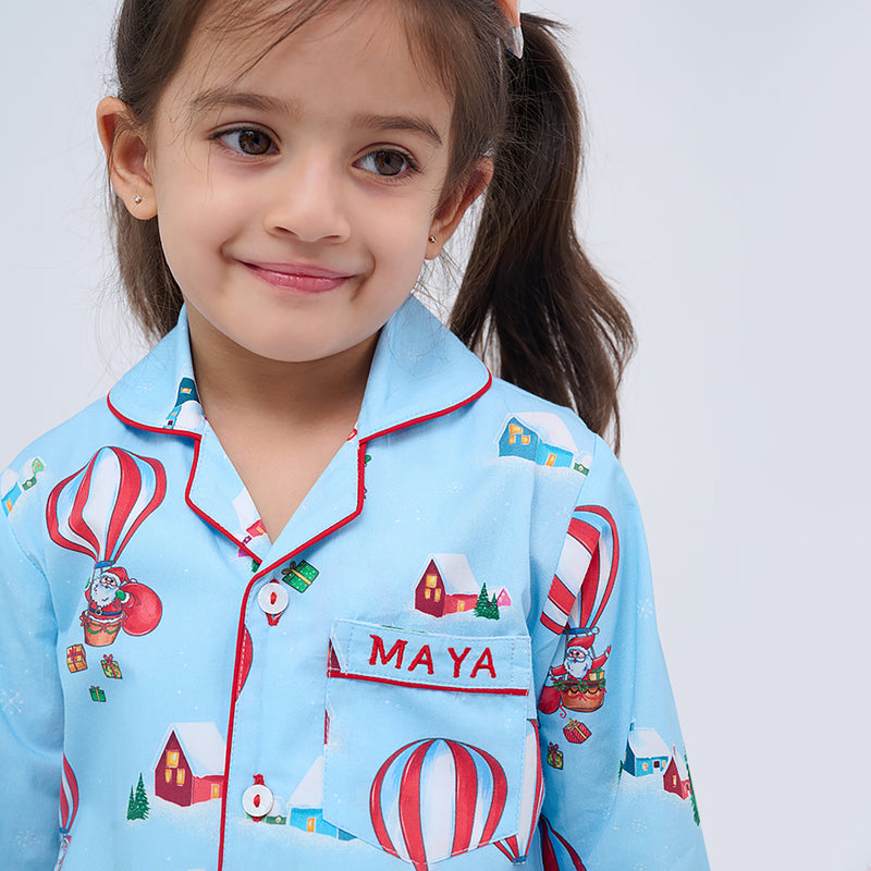 Santa’s Balloon Ride Pajama Set For Kids